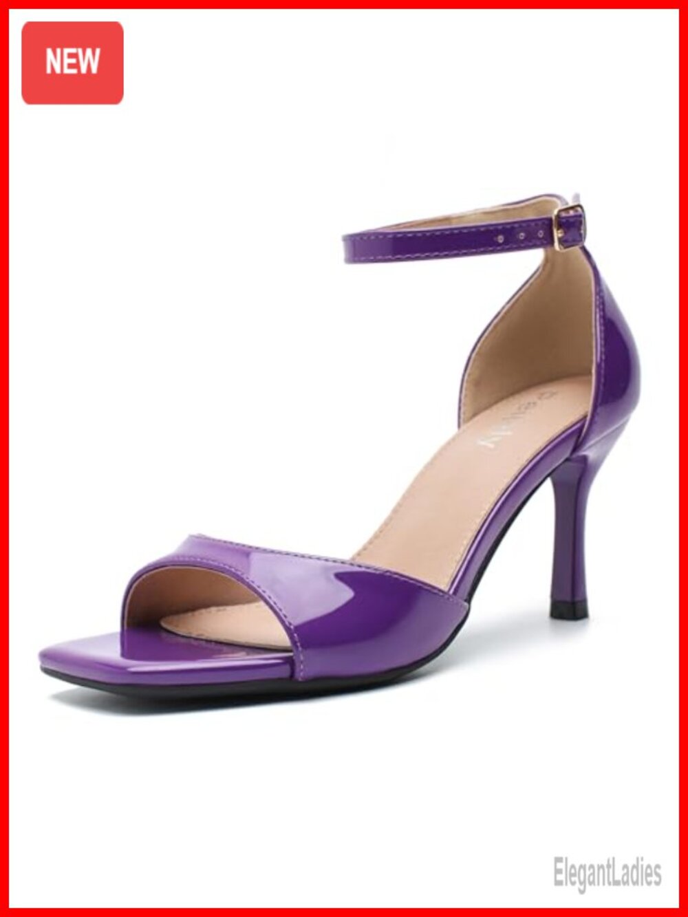 Women's Ankle Strap Mid Kitten Sandals Square Open Toe 3-Inch Heel Summer Dress